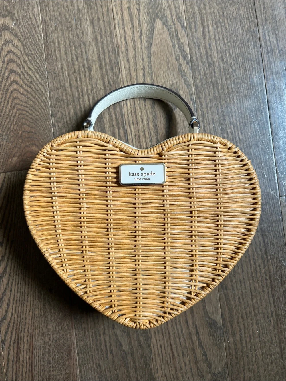 kate spade Heart-Shaped Woven Top-Handle Bag by purse in Natural Tan